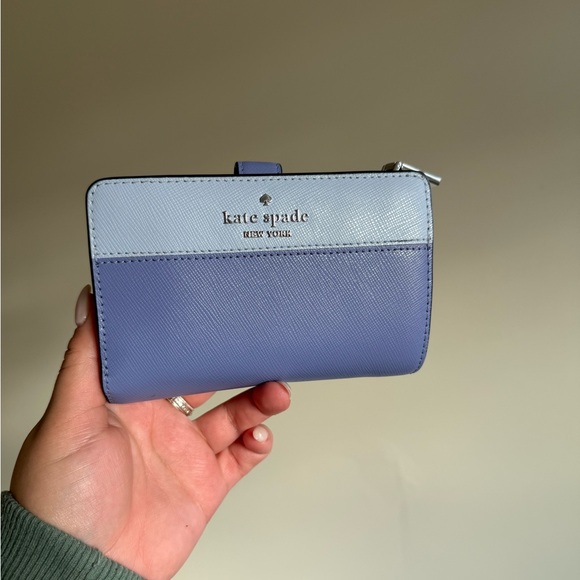 Kate Spade Madison Colorblock Medium Compact Bifold Wallet In Evening Blue Iris - Picture 2 of 10